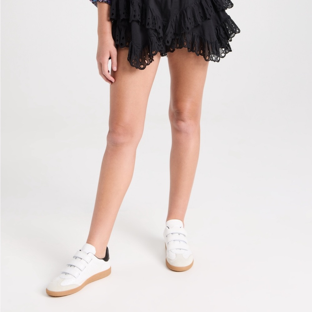 Isabel Marant White, Black & Gum Leather Velcro Sneakers - Picture 3 of 8
